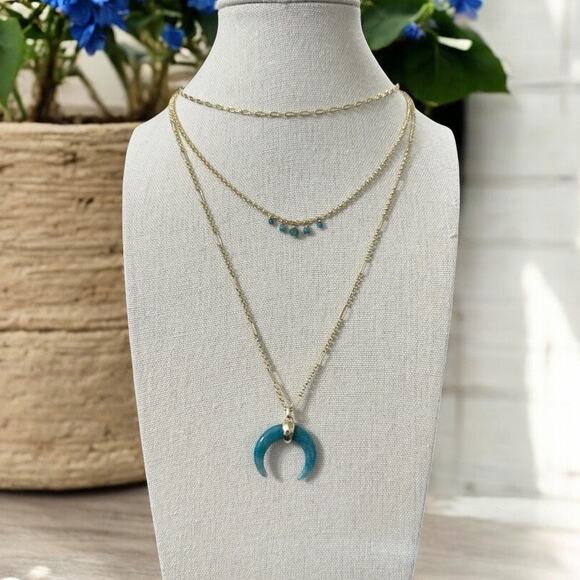 Kendra Scott Jewelry - NWT! Kendra Scott Gemma Gold Triple Strand Necklace in Teal Labradorite